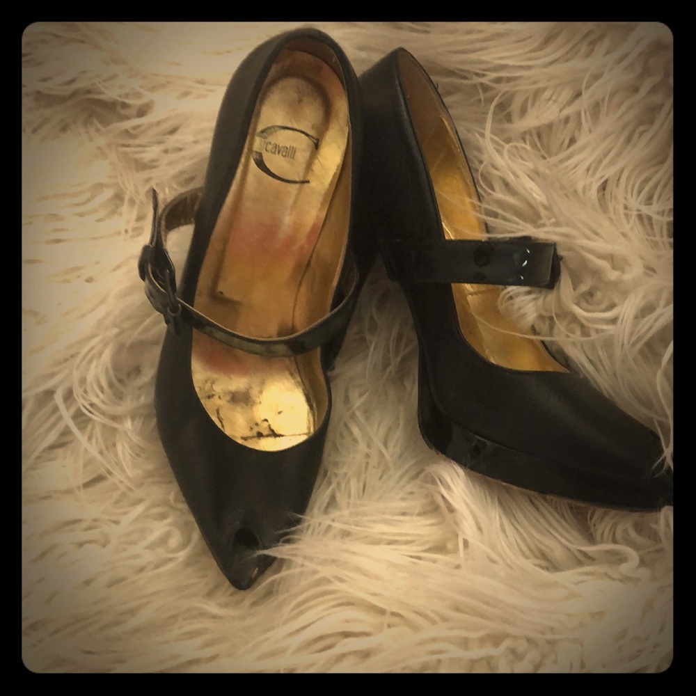 Roberto Cavalli peep toe maryjane size 7